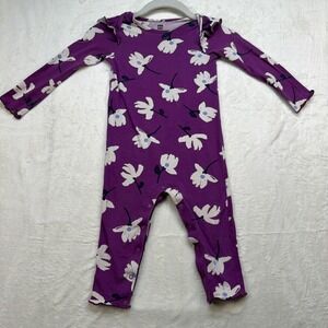 Tea Collection Baby Romper Purple Floral One Piece Pajamas 18-24 Months Girls
